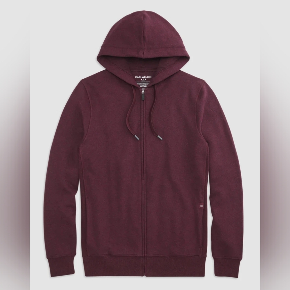 Mack Weldon Mens Hoodie Large Maroon Sweatshirt Zip Jacket Everyday Casual